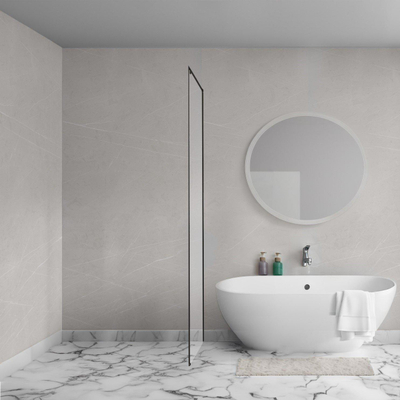 Aqua Vista Oria Cuadra zijwand - 120x200cm - met montageset - voor douchecabine - Mat zwart