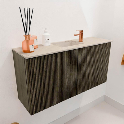 Mondiaz JOYA-DLUX 80cm toiletmeubel - kleur Shadow - Wastafel FAYE positie Midden 1 kraangat kleur Frappe.