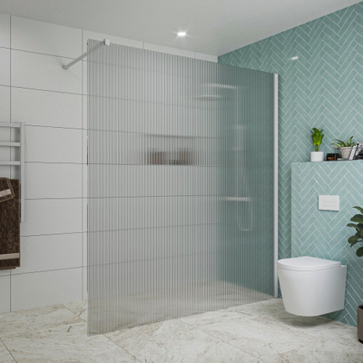 FugaFlow Eccelente Vetro inloopdouche badkamer - 180x200cm - ribbelglas - wandarm - mat wit