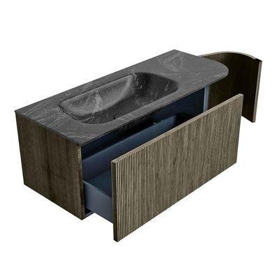 Mondiaz KURVE-DLUX Badkamermeubelset - 115x46x40cm - 1 lade - 1 deur - wastafel solid surface - links - zonder kraangat - Shadow