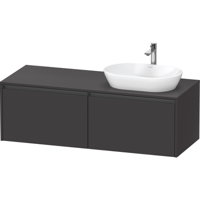 Duravit Ketho.2 Wastafelonderbouwkast - inclusief consoleplaat - met 2 laden - voor waskom rechts - 140x55x45.9cm - met handgrepen antraciet - grafiet supermat