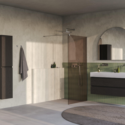 BRAUER Oblivion Douche à l'italienne - 90x200cm - revêtement verre - verre bronze - Inox brossé PVD