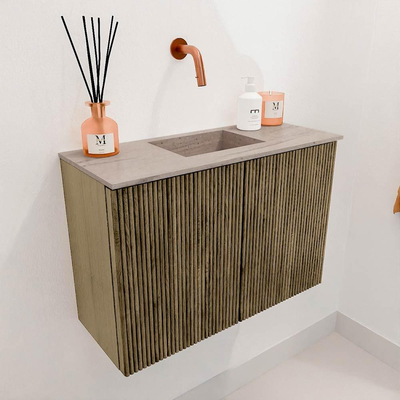 Mondiaz JOYA-DLUX 60cm toiletmeubel - kleur Dusk - Wastafel FAYE positie Midden Zonder kraangat kleur Saba.