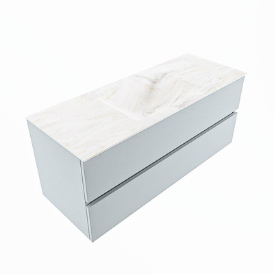 Mondiaz VICA-DLUX ensemble de meuble de salle de bain - 120cm - meuble sous-vasque argile - 2 tiroirs - lavabo encastrée nuage milieu - sans trous de robinet - version haute de 60cm - ostra