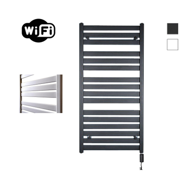 Sanicare HVW - Moda Elektrische Radiator - 120x60cm - 876W - wifi - thermostaat - zwart - rechtsonder - mat zwart