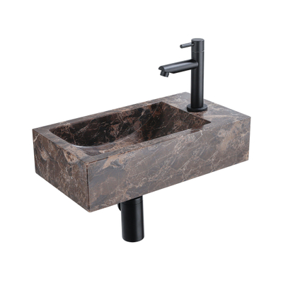 Saniclass Fuente pack lave-mains – rectangulaire – 40 x 22 x 10 cm – pierre naturelle anthracite – robinet noir mat