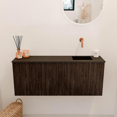 Mondiaz JOYA 100cm toiletmeubel - kleur Walnut - Wastafel FAYE positie Rechts Zonder kraangat kleur Urban.