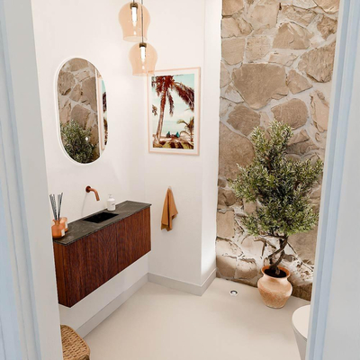 Mondiaz JOYA-DLUX 90cm toiletmeubel - kleur Ruby - Wastafel FAYE positie Midden Zonder kraangat kleur Lava.