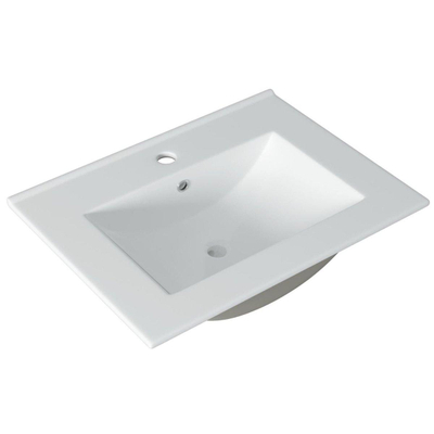 Adema Prime Balance Ensemble de meuble - 59.5x55x44.9cm - 1 vasque rectangulaire en céramique Blanc - 1 trous de robinet - 2 tiroirs - miroir rectangulaire - chêne rustique