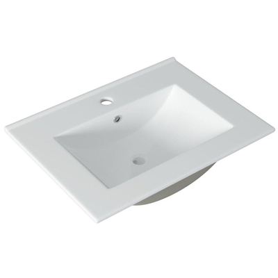 Adema Prime Balance Ensemble de meuble - 60x55x45cm - 1 vasque rectangulaire en céramique Blanc - 1 trou de robinet - 2 tiroirs - avec miroir rectangulaire - Noir mat