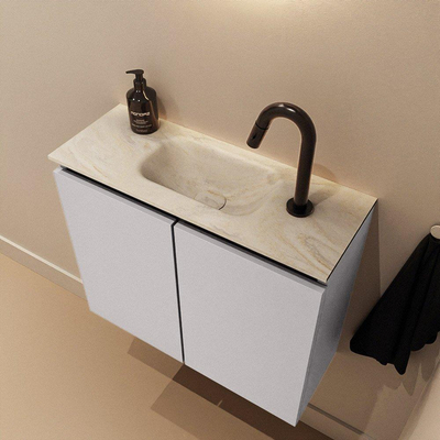 MONDIAZ TURE-DLUX Meuble toilette - 60cm - Cale - EDEN - vasque Ostra - position centrale - 1 trou de robinet