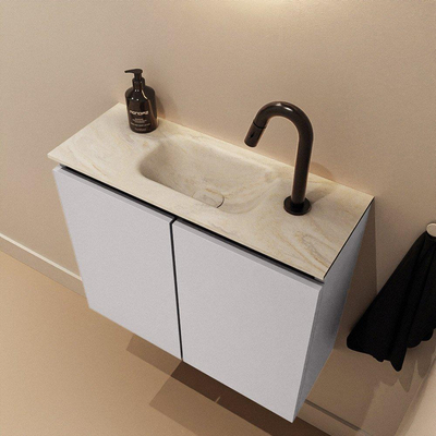 MONDIAZ TURE-DLUX Meuble WC 60 cm Cale. EDEN vasque Ostra position milieu. Avec 1 trou de robinet.
