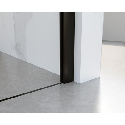 FortiFura Galeria Douche à l'italienne - 100x200cm - verre clair - Noir mat