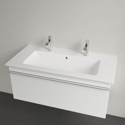 Villeroy & Boch venticello Meubelwastafel wasbak midden - 2 kraangaten - 100x50cm overloop CeramicPlus - White Alpine (glans wit)