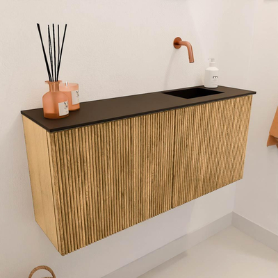 Mondiaz JOYA 90cm toiletmeubel - kleur Oak - Wastafel FAYE positie Rechts Zonder kraangat kleur Urban.