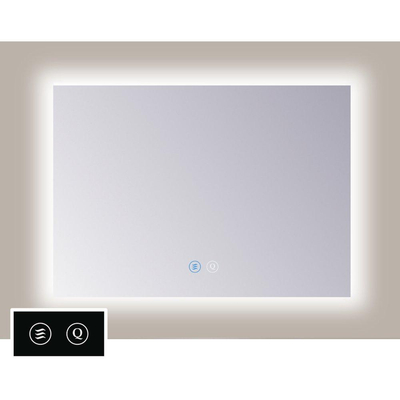 TuTTi Q-Mirrors Miroir - 100x60 - rectangulaire - icônes tactiles - chauffe-miroir - éclairage à LED - 3 couleurs - ambiance autour