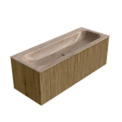 MONDIAZ KURVE-DLUX Meuble de salle de bains 120 cm couleur Dusk avec 1 tiroir et 0 porte. Lavabo BIG LARGE au milieu sans trou de robinet Saba.