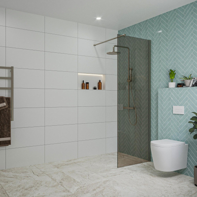 FugaFlow Eccelente Vetro Douche à l'italienne - 70x200cm - verre fumé - Gunmetal brossé