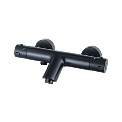Adema Sparkle 2.0 Ensemble pour baignoire - robinet de baignoire thermostatique - barre de douche 70 cm - douchette à main ronde - flexible de douche métallique - noir mat