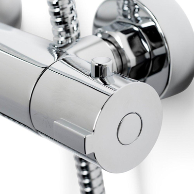 Fortifura Calvi Regendoucheset - thermostatisch - 25cm - hoofddouche - staafhanddouche - hoogglans chroom OUTLETSTORE