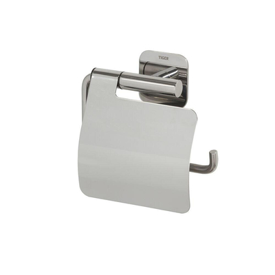 Tiger Colar Toiletrolhouder - met klep - zelfklevend - gepolijst RVS