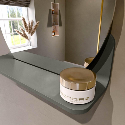 Mondiaz SPOT miroir – Ø 40 cm – avec tablette – Smoke (brun clair)