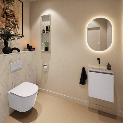 MONDIAZ TURE-DLUX meuble de toilettes 40 cm Cale. EDEN lavabo Opalo position milieu. Sans trou de robinet.