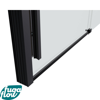 FugaFlow Efficiente Vetro douchecabine 160x100cm met schuifdeur 8mm veiligheidsglas met anti kalk zwart mat -