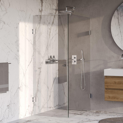 BRAUER Void Carving Cabine de douche - 80x120x200cm - porte battante - revêtement de verre - réversible - verre clair - Chrome