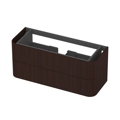 INK Concept R Meuble sous-lavabo - 120x45x52cm - 2 tiroirs - poignées en applique - angles arrondis - MDF - placage foncé
