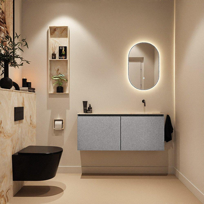MONDIAZ TURE-DLUX Meuble WC 120 cm Plata. EDEN vasque Frappe position à droite. Sans trou de robinet.