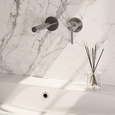 BRAUER Stripe Mitigeur lavabo encastré - bec droit et rosaces - modèle A1 - couleur inox brossé PVD