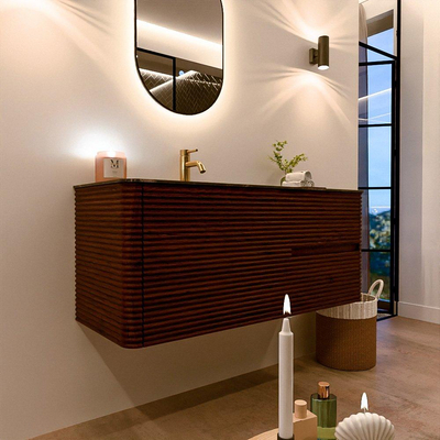 Mondiaz CIRO-DLUX Badkamermeubelset - 120x45x50cm - Solid surface wastafel Lava - 1 wasbak Links - 1 kraangat - 2 lades - Ruby