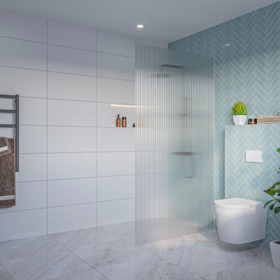 Fortifura Galeria Inloopdouche - ribbel - glas - 110x200cm - 8mm - nano - blind - inbouw profiel - helder geribbeld