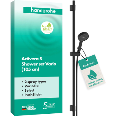Hansgrohe Activera S set de douche - 105cm - 2 jets - ecosmart - noir mat