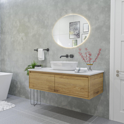 Saniclass Oval spiegel – ovaal – 80x60 cm – indirecte LED rondom – spiegelverwarming – Zilver