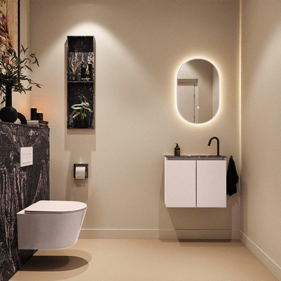 MONDIAZ TURE-DLUX 60cm toiletmeubel Rosee. EDEN wastafel Lava positie rechts. Met 1 kraangat.