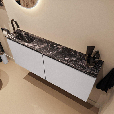 MONDIAZ TURE-DLUX meuble WC 120 cm Cale. EDEN lavabo Lava position gauche. Avec 1 trou de robinet.