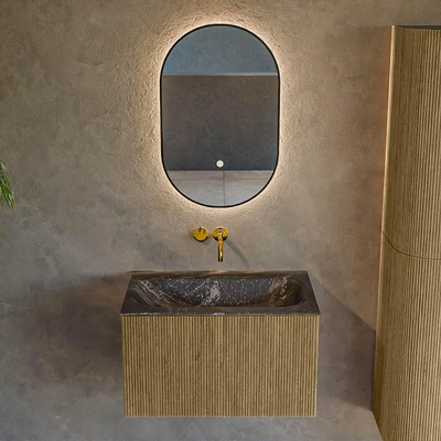 Mondiaz KURVE-DLUX Badkamermeubelset - 70x46x40cm - 1 lade - wastafel solid surface - midden - zonder kraangat - Dusk