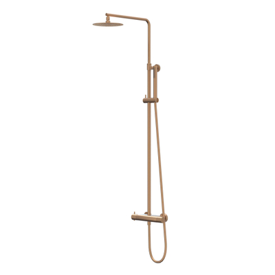 IVY Bond Ensemble de douche pluie - apparent - pomme de douche supérieure medium 20 cm - douchette à main satin spray - cuivre brossé mat PVD