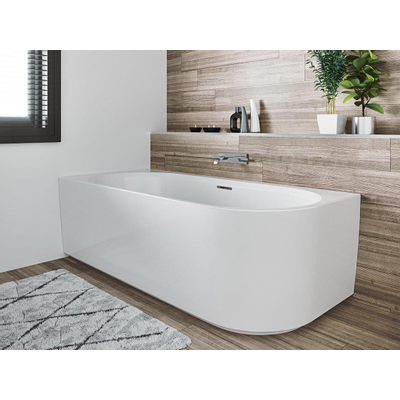 Riho Desire baignoire d''angle acrylique baignoire installation d''angle gauche 184x84cm avec siphon blanc mat