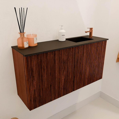 Mondiaz JOYA 80cm toiletmeubel - kleur Ruby - Wastafel FAYE positie Rechts 1 kraangat kleur Urban.