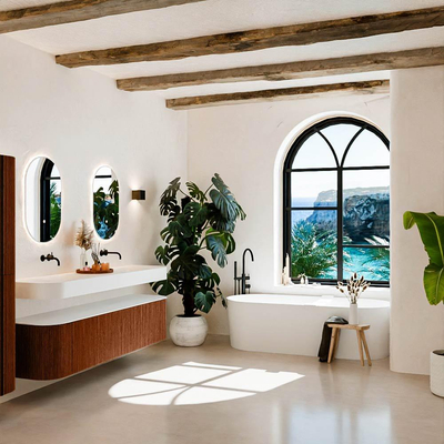 MONDIAZ THOR 190cm meuble de salle de bains arrondi gauche + droite couleur Ruby avec 2 tiroirs et 2 portes. Vasque suspendue CLOUD Double sans trou de robinet couleur Talc.