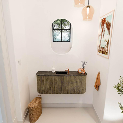 Mondiaz JOYA-DLUX 103.2cm toiletmeubel - ronding links en rechts kleur Dusk - Wastafel FAYE positie Midden 1 kraangat kleur Lava.