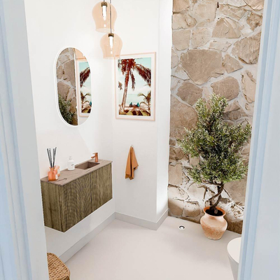 Mondiaz JOYA-DLUX 70cm toiletmeubel - kleur Dusk - Wastafel FAYE positie Rechts 1 kraangat kleur Arena.