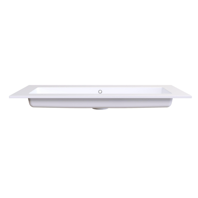 Arcqua Mira Lavabo encastré - 121x46x1.5cm - vasque simple - sans trou de robinet - marbre de synthèse - blanc brillant