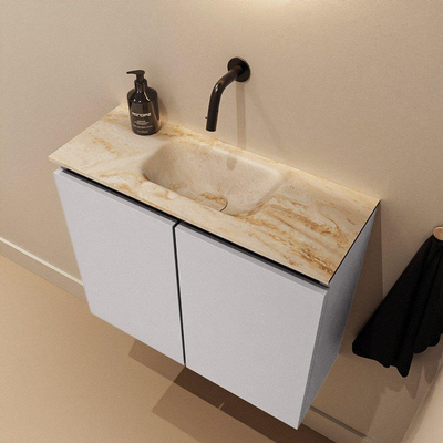 MONDIAZ TURE-DLUX Meuble toilette - 60cm - Cale - EDEN - vasque Frappe - position centrale - sans trou de robinet