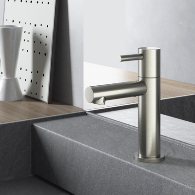 Hotbath Buddy Robinet de lavabo - Bec en L 8,5 cm - à poser - nickel brossé