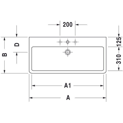 Duravit Vero Lavabo 120xcm avec 2 trous pour robinetterie et trop plein avec Wondergliss Blanc