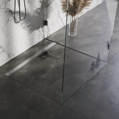 Brauer Caniveau de douche - 110x7.5cm - collerette de sol - grille à carreler réversible - inox - inox brossé